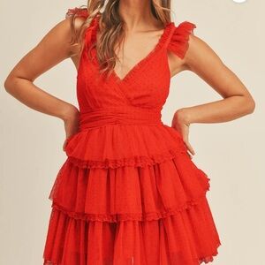 Ruffle Red Mini Dress